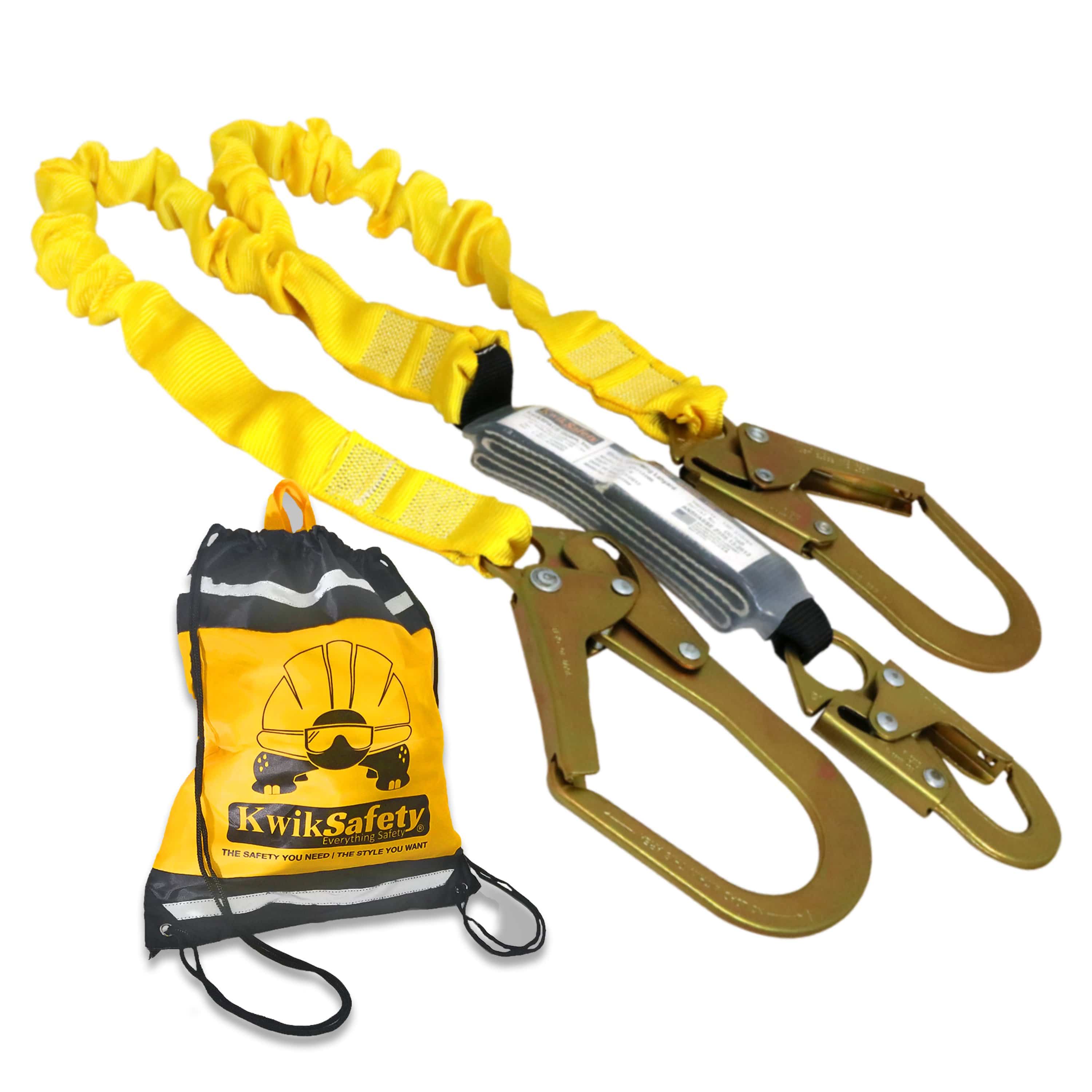 KwikSafety PYTHON 6' ANSI 2 Leg Fall Protection Safety Lanyard w/ Shoc