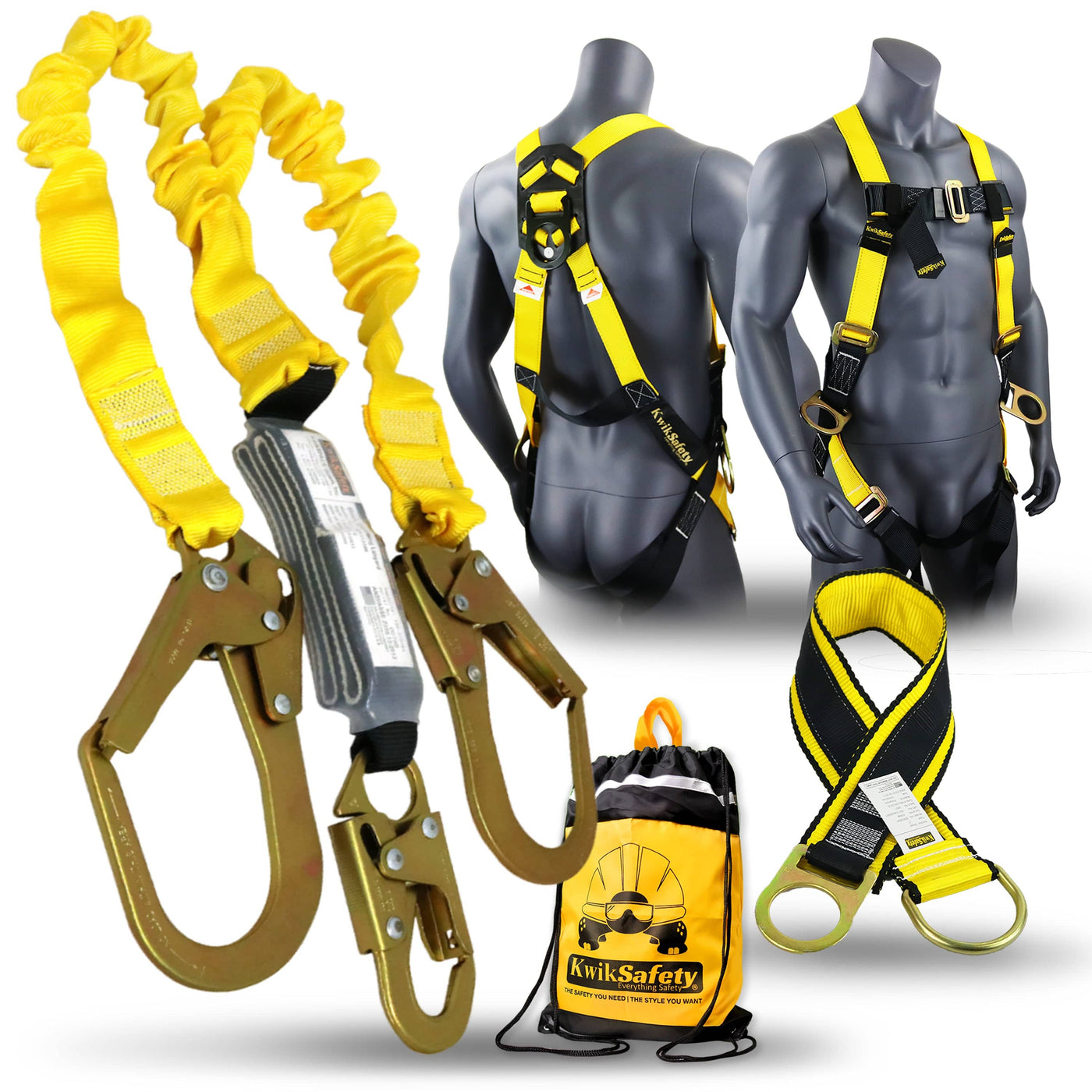 KwikSafety PYTHON 6' ANSI 2 Leg Fall Protection Safety Lanyard w/ Shock ...